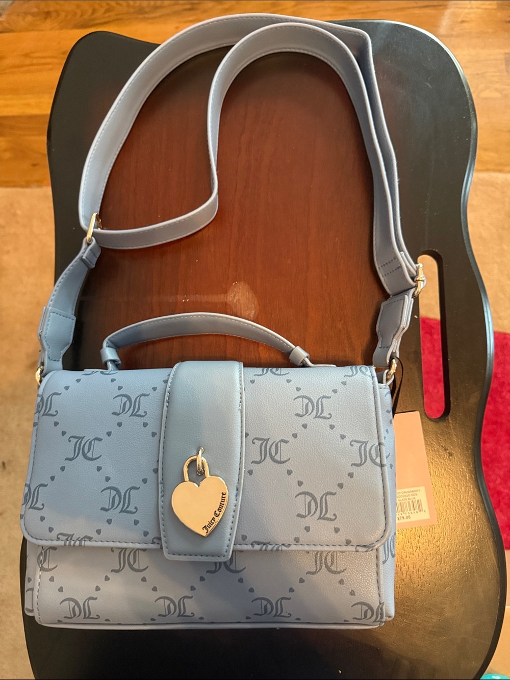 Juicy Couture Light Blue Logo Crossbody Bag with Heart Charm